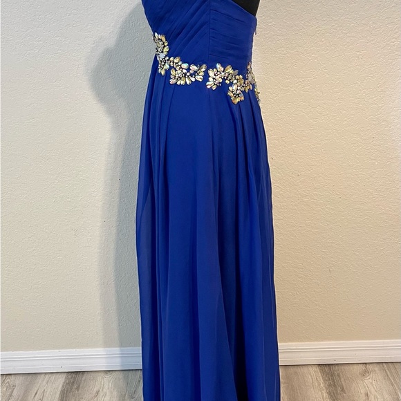 Blush Prom by Alexia Long Royal Blue Strapless Dress With Rhinestone Bustier - 4 - Picture 10 of 11